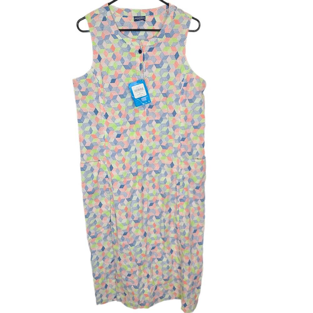 Columbia PFG Womens Harborside Linen Maxi Dress Size M Stretch Sporty Geometric